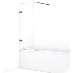 Diamond Badwand | 75 cm Zwart metaal Helder glas