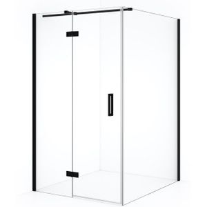 Diamond Douchecabine | 140x110 cm Mat zwart Helder glas Draaideur Rechthoek