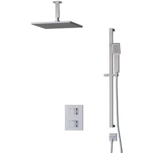 Cubic Regendouche Inbouw | Chroom 30 cm Regendouche Thermostatisch