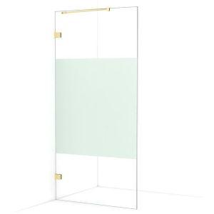 Diamond Inloopdouche | 90 cm Lichtgoud Helder met matte strook Vaste wand