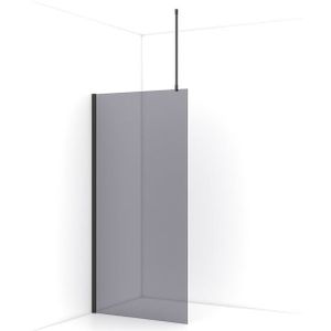 Diamond Inloopdouche | 90 cm Zwart chroom Rookglas Vaste wand