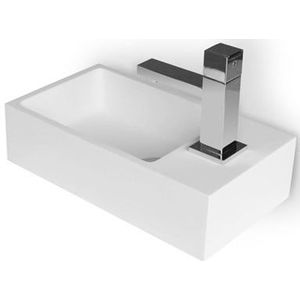 Fonteintje WC Mintra Solid Surface Mat Wit Kraangat Rechts