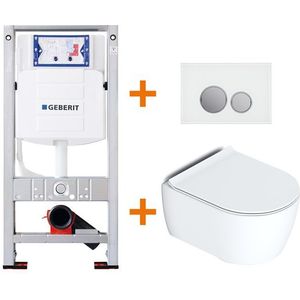 Toiletset Mat wit Verkort met Easy Clean + Geberit UP320 inbouwreservoir