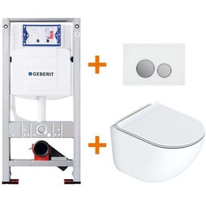 Toiletset Mat wit met Easy Clean + Geberit UP320 inbouwreservoir