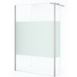 Diamond Inloopdouche | 110 cm Rvs Helder met matte strook Vaste wand met zijwand