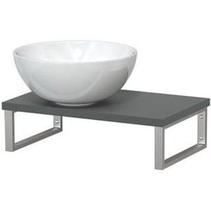 Modulo Pico Wastafelblad met waskom | 41 cm Middengrijs Hoogglans wit Keramiek