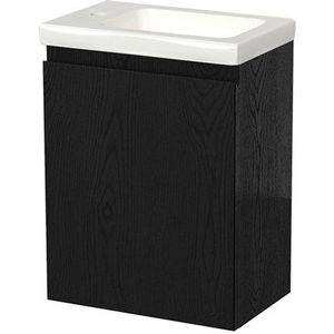 Modulo Pico Toiletmeubel met wastafel | 40 cm Zwart eiken Greeploos front Keramiek