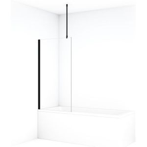 Diamond Badwand | 80 cm Mat zwart Helder glas