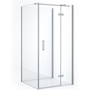 Diamond Douchecabine | 100x90 cm Chroom Helder glas Draaideur Halfvrijstaande rechthoek