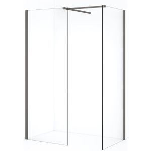 Diamond Inloopdouche | 80x50 cm Zwart metaal Helder glas 2 vaste wanden