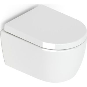 Hangend Verkort Toilet zonder Spoelrand Senza Glanzend wit