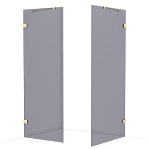 Diamond Inloopdouche | 100x80 cm Lichtgoud Rookglas 2 vaste wanden
