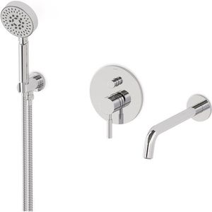 Radius Inbouw badkranenset | Chroom Eéngreeps mengkraan met handdouche 5 standen