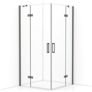Diamond Douchecabine | 100x100 cm Zwart metaal Helder glas Draaideur Vierkant