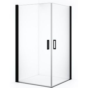Diamond Douchecabine | 90x80 cm Mat zwart Helder glas Draaideur Rechthoek