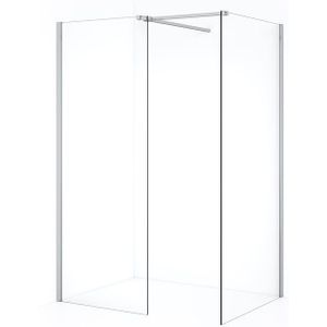 Diamond Inloopdouche | 90x70 cm Chroom Helder glas 2 vaste wanden