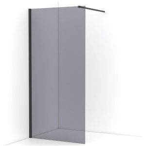 Diamond Inloopdouche | 90 cm Zwart chroom Rookglas Vaste wand
