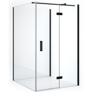 Diamond Douchecabine | 140x120 cm Mat zwart Helder glas Draaideur Halfvrijstaande rechthoek