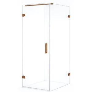 Diamond Douchecabine | 90x70 cm Koper Helder glas Draaideur Rechthoek