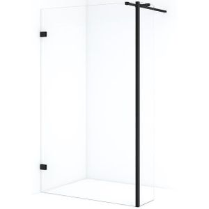 Diamond Inloopdouche | 120 cm Mat zwart Helder glas Vaste wand met zijwand
