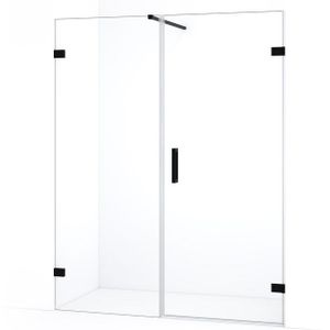 Diamond Douchedeur | 135 cm Mat zwart Helder glas Draaideur