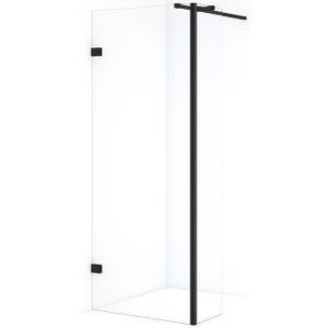 Diamond Inloopdouche | 70 cm Mat zwart Helder glas Vaste wand met zijwand