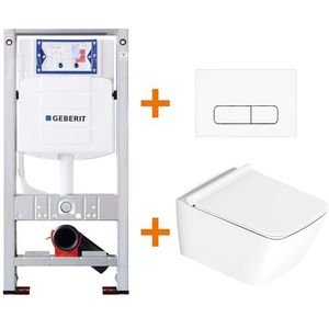 Toiletset Glans wit met Spoelrand + Geberit UP320 inbouwreservoir