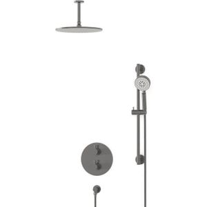 Radius Regendouche Inbouw | Zwart metaal 30 cm Regendouche Thermostatisch