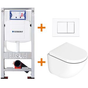 Toiletset Glans wit met Easy Clean + Geberit UP320 inbouwreservoir