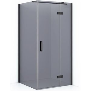 Diamond Douchecabine | 100x100 cm Zwart chroom Rookglas Draaideur Vierkant