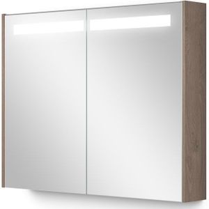 Spiegelkast Met Verlichting Modulo 90x70cm Middenbruin Eiken