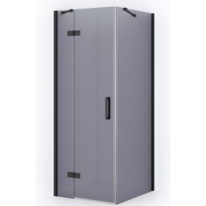 Diamond Douchecabine | 80x80 cm Zwart chroom Rookglas Draaideur Vierkant