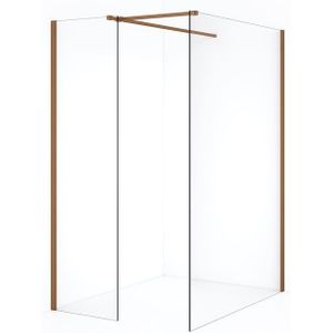Diamond Inloopdouche | 140x50 cm Koper Helder glas 2 vaste wanden