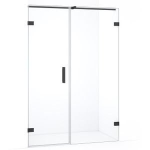 Diamond Douchedeur | 125 cm Zwart chroom Helder glas Draaideur