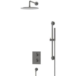 Radius Regendouche Inbouw | Zwart metaal 30 cm Regendouche Thermostatisch