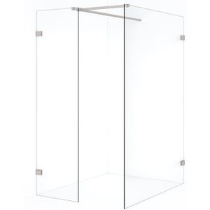 Diamond Inloopdouche | 140x60 cm Rvs Helder glas 2 vaste wanden