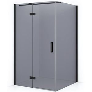 Diamond Douchecabine | 110x110 cm Mat zwart Rookglas Draaideur Vierkant