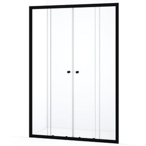 Ruby Allure Douchedeur | 145 cm Mat zwart Helder glas Schuifdeur