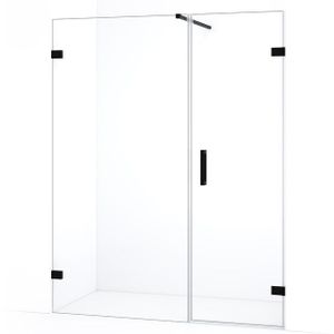 Diamond Douchedeur | 155 cm Mat zwart Helder glas Draaideur