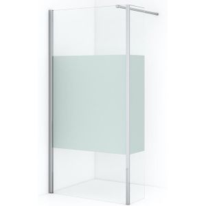 Diamond Inloopdouche | 100 cm Chroom Helder met matte strook Vaste wand met zijwand