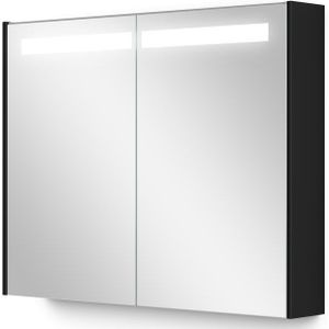Spiegelkast Met Verlichting Modulo 90x70cm Hoogglans Zwart
