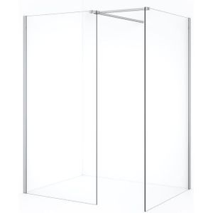 Diamond Inloopdouche | 120x90 cm Chroom Helder glas 2 vaste wanden