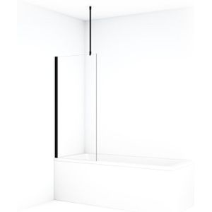 Diamond Badwand | 70 cm Mat zwart Helder glas