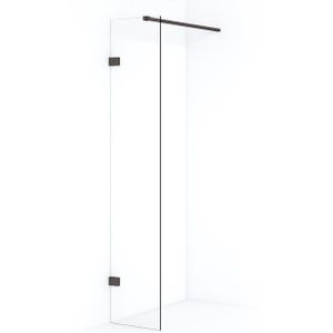 Diamond Inloopdouche | 40 cm Zwart metaal Helder glas Vaste wand