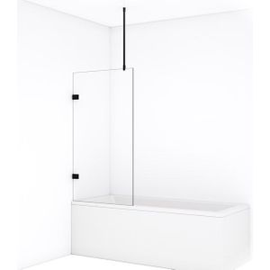 Diamond Badwand | 75 cm Mat zwart Helder glas