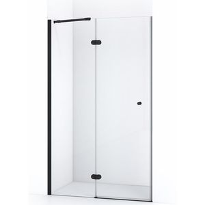 Amber Douchedeur | 120 cm Mat zwart Helder glas Draaideur