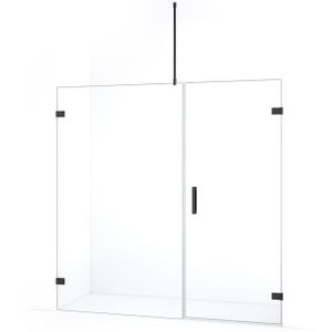 Diamond Douchedeur | 185 cm Zwart chroom Helder glas Draaideur