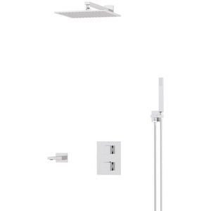 Cubic Inbouw Badkraan met regendouche | Chroom Thermostatisch