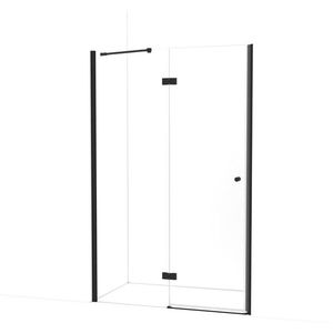 Amber Douchedeur | 130 cm Mat zwart Helder glas Draaideur
