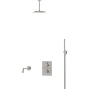 Radius Inbouw Badkraan met regendouche | Rvs Thermostatisch
